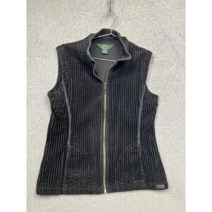 Vintage Woolrich Corduroy Vest Womens M Full Zip Black Simple Casual Outdoor